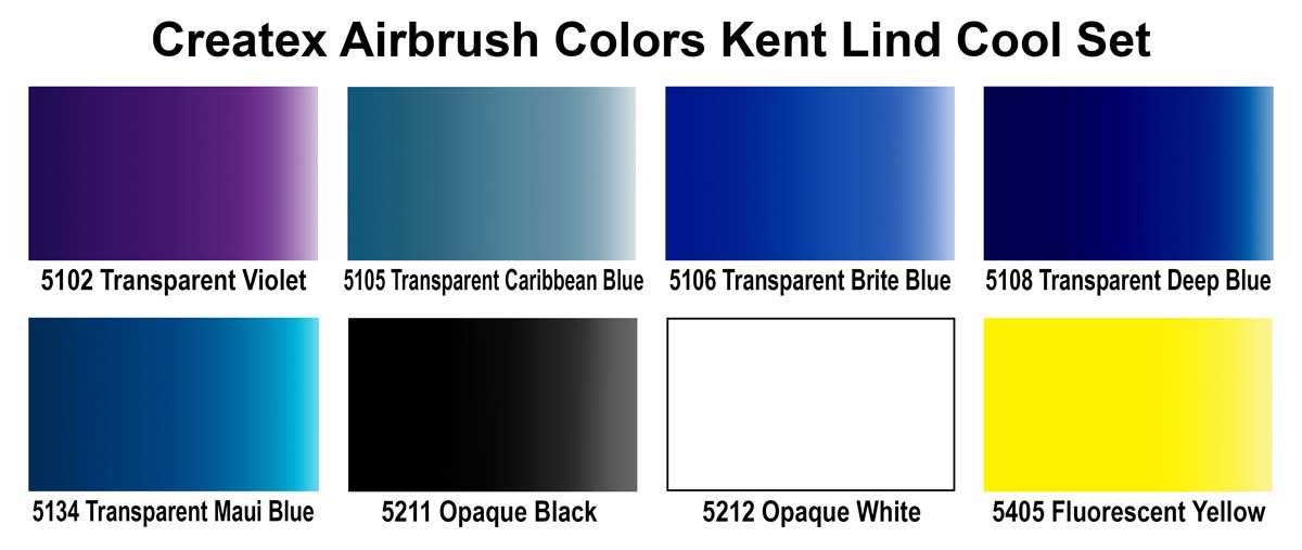 Createx Airbrush Colors - Kent Lind Cool Airbrush Set, 2 oz