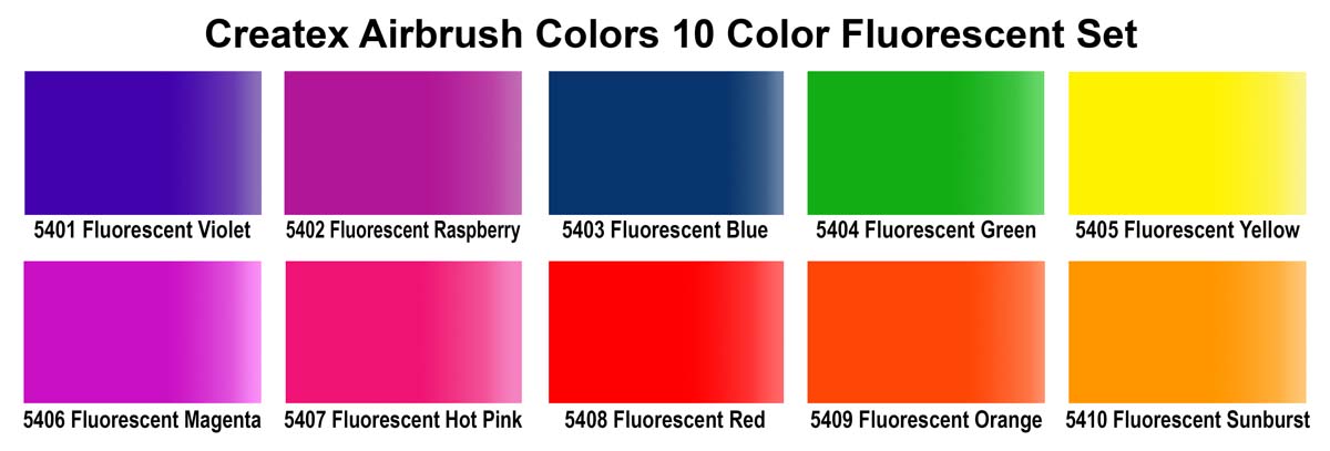5817-00 2oz. AB 10 Color Fluorescent Set - Airbrush Paint Direct