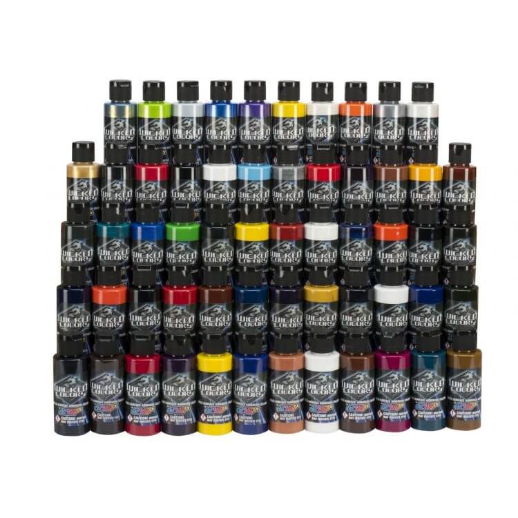 Createx New 61 Wicked Color Paint Set with Mixing Cups, Mixing Sticks and  UMO's by NO-NAME Brand
