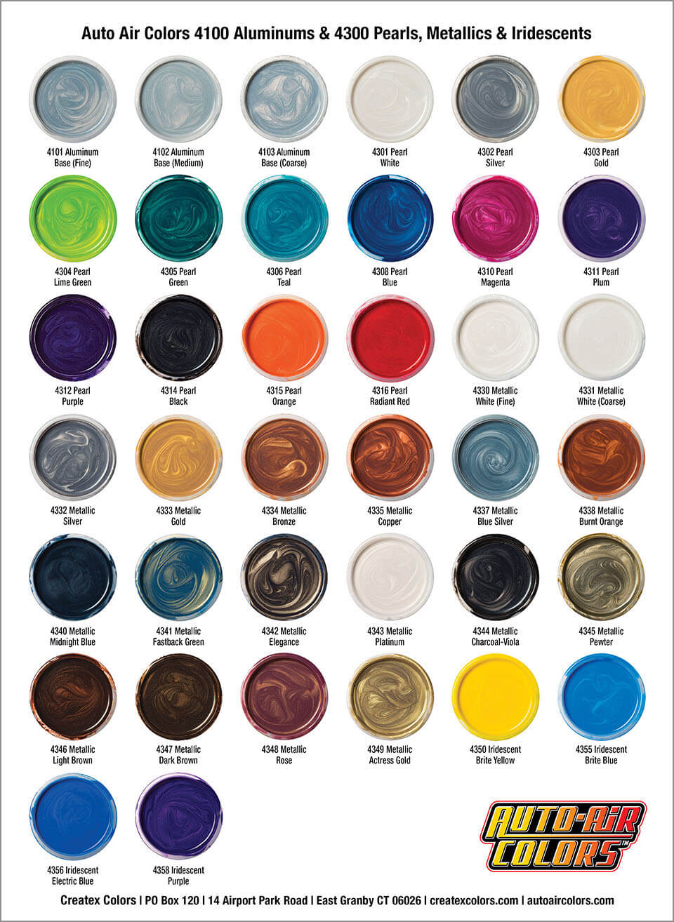 auto car paint color chart