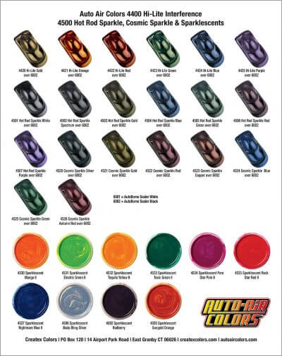 Auto-Air Color Charts - Airbrush Paint Direct