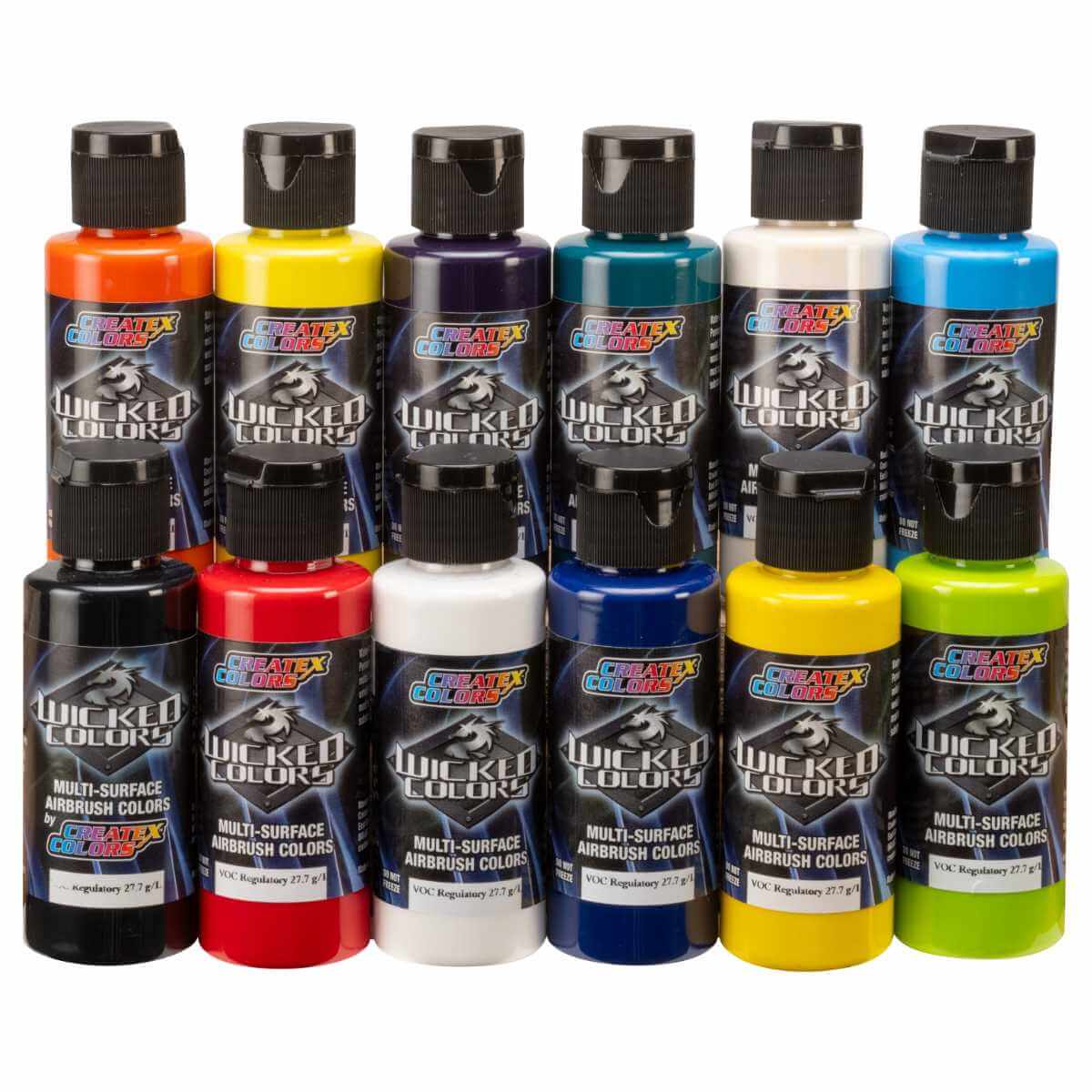 W130-02 Wicked Colors Opaque Set - 12 x 2oz - Airbrush Paint Direct